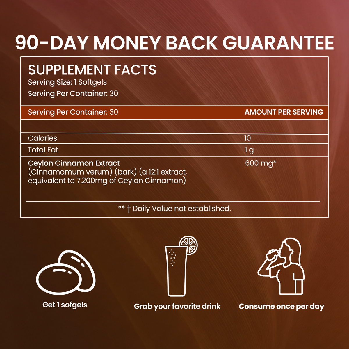 Ceylon Cinnamon 7200mg Equivalent with MCT Oil