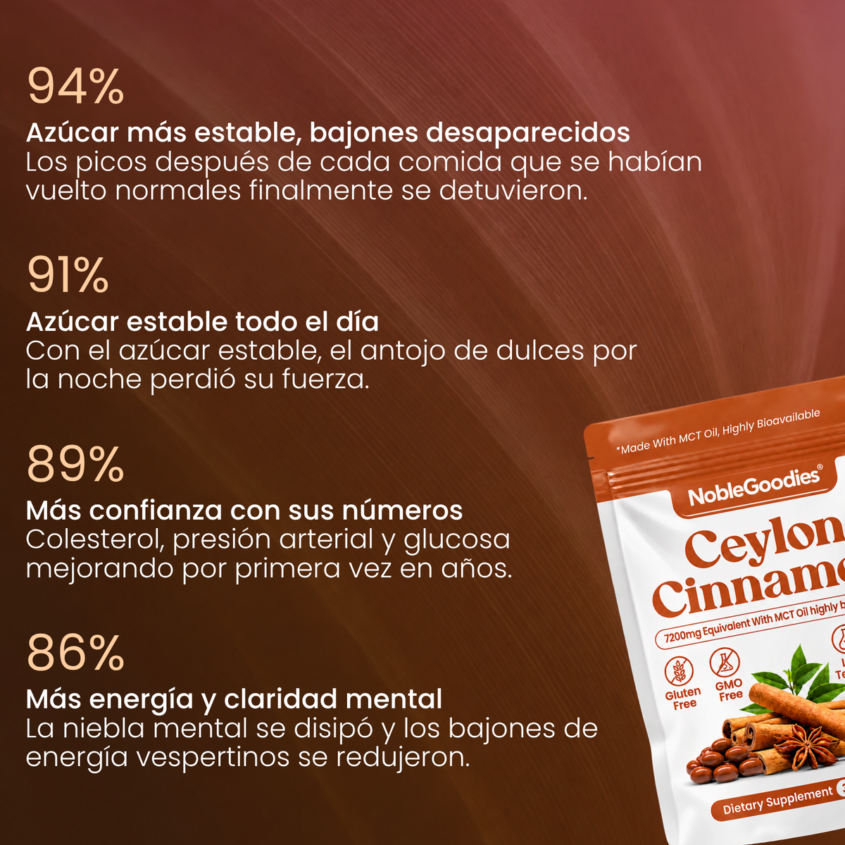 Canela de Ceilán Equivalente a 7200mg con Aceite MCT