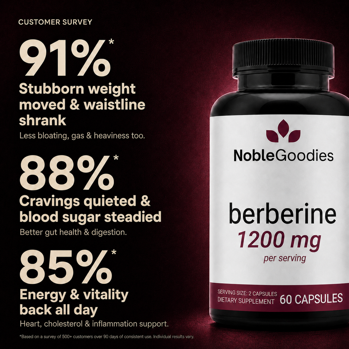 NobleGoodies HCI Berberine 1200mg