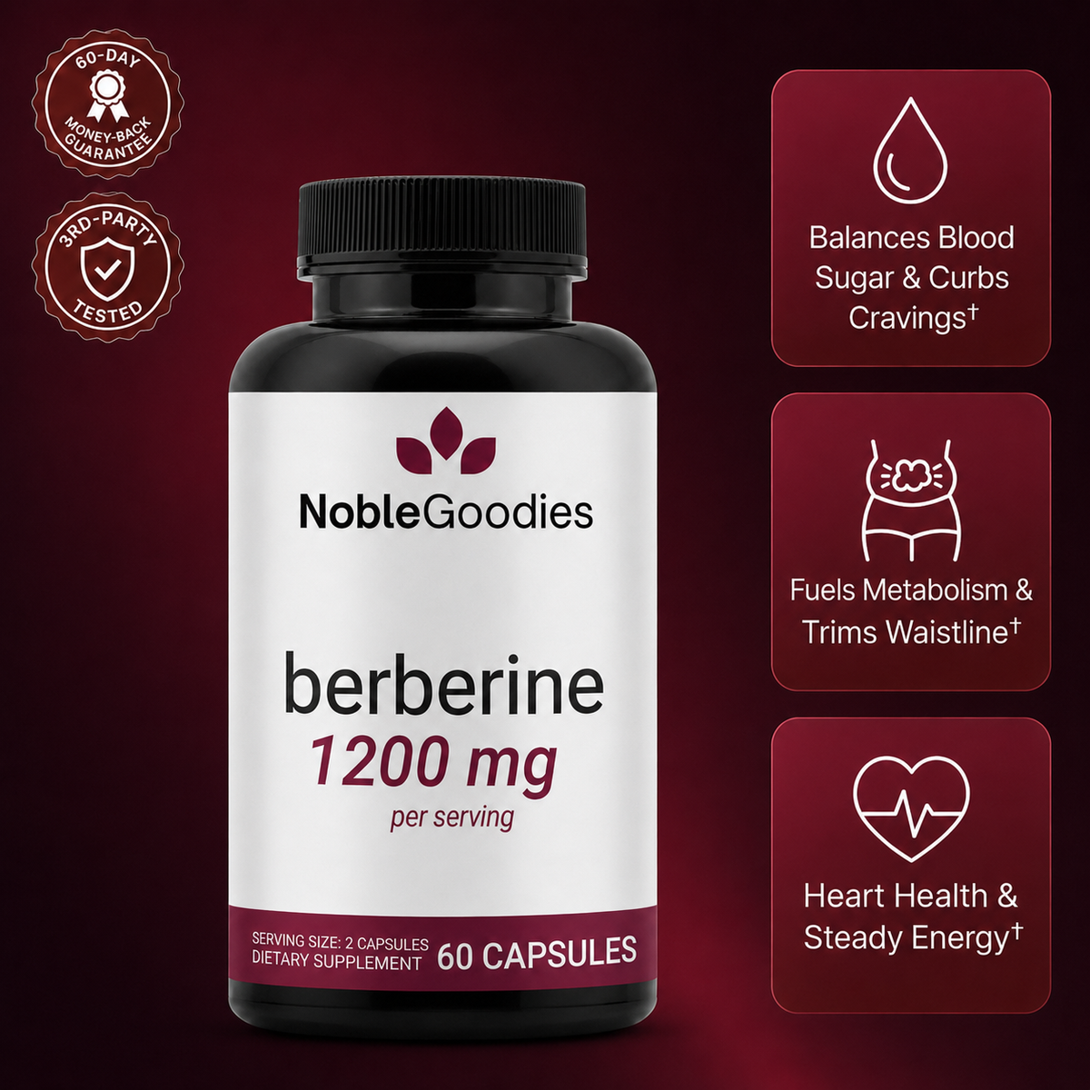 NobleGoodies HCI Berberine 1200mg